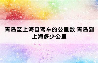 青岛至上海自驾车的公里数 青岛到上海多少公里